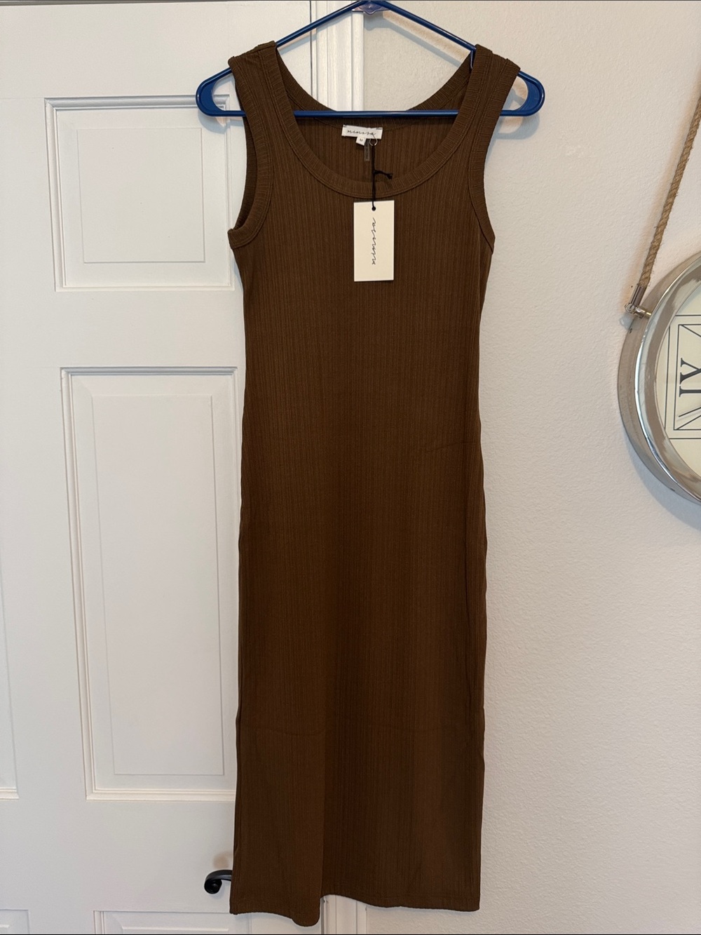 Ribbed Brown Midi Dress